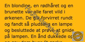En blondine, en rødhåret og en brunette er faret vild i ørkenen