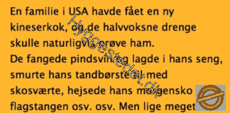 En velhavende familie havde fået ny kok i huset og drengene skulle lige teste ham af….