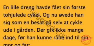 Den lille dreng der havde fået sin første ny tohjulede cykel..