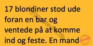 17 blondiner stod i kø ude foran en bar