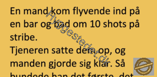En mand kommer flyvende ind på en bar…