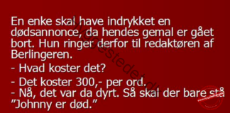Konen der skulle indrykke en dødsannonce for sin mand..