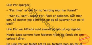 Lille Per er nysgerrige omkring mors balloner