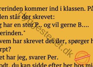 Lille Per havde skrevet noget frækt på tavlen i skolen…