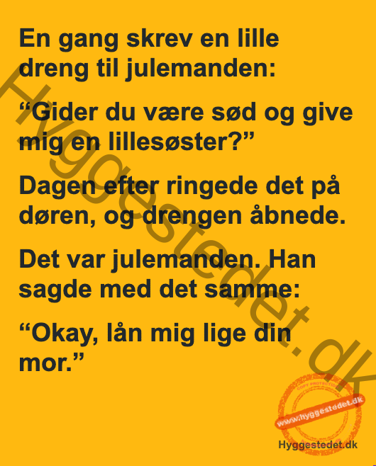 En lille dreng ønskede sig en lillesøster og skrev derfor til julemanden..