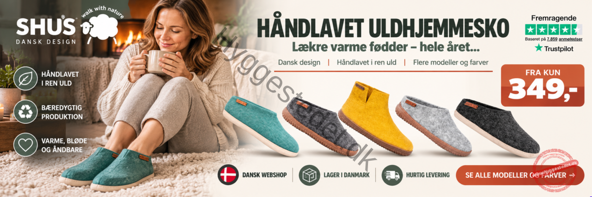 SHUS håndlavet uldhjemmesko i dansk design. Lækre varme fødder hele året. Fra kun 349 kr.